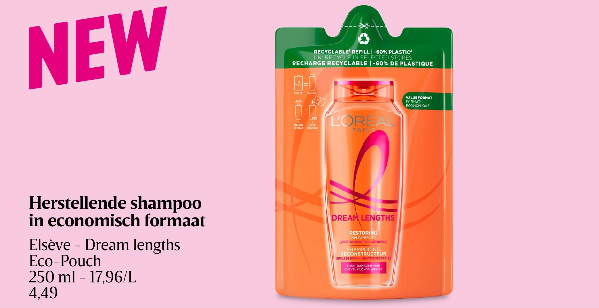 Herstellende shampoo in economisch formaat