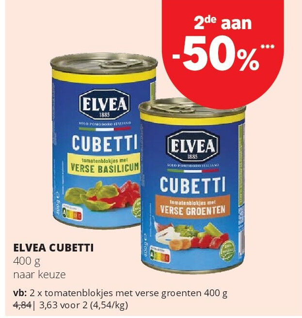 ELVEA CUBETTI tomatenblokjes met verse groenten 400 g