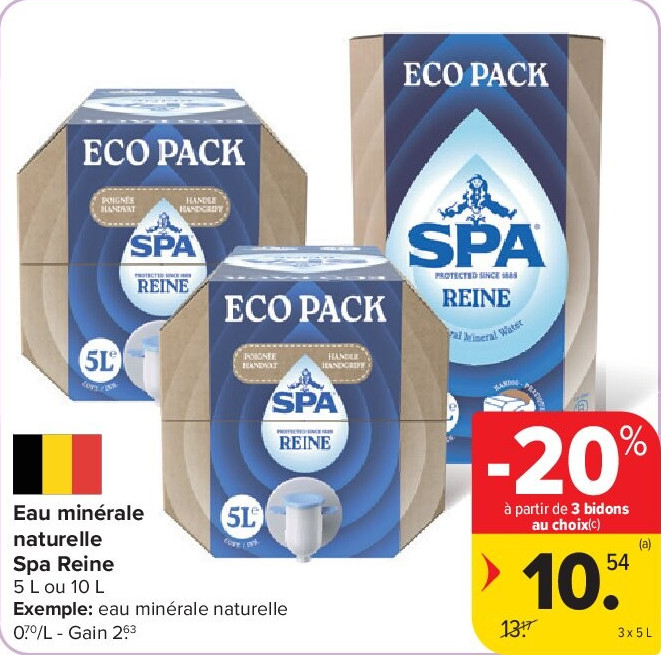 Eau minérale naturelle Spa Reine 3 x 5 L