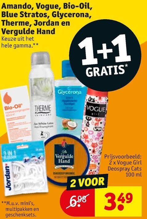 Amando, Vogue, Bio-Oil, Blue Stratos, Glycerona, Therme, Jordan en Vergulde Hand