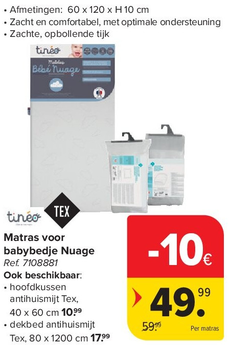 Matras voor babybedje Nuage