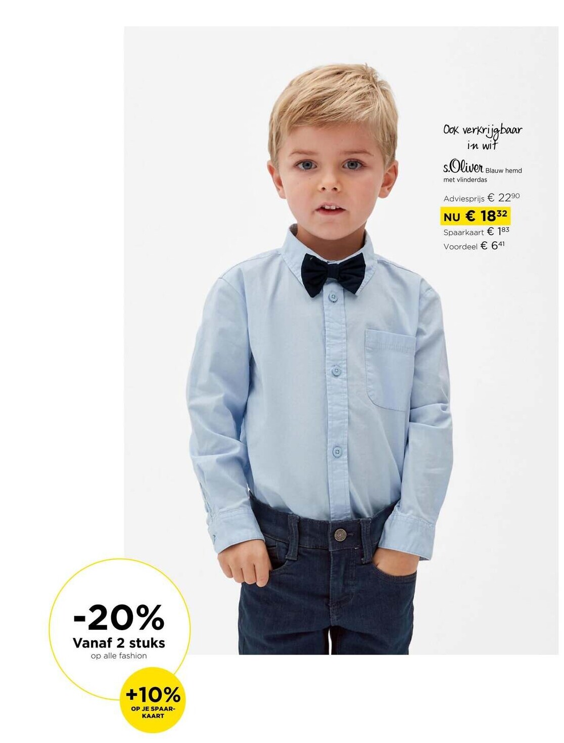 Blauw hemd met vlinderdas