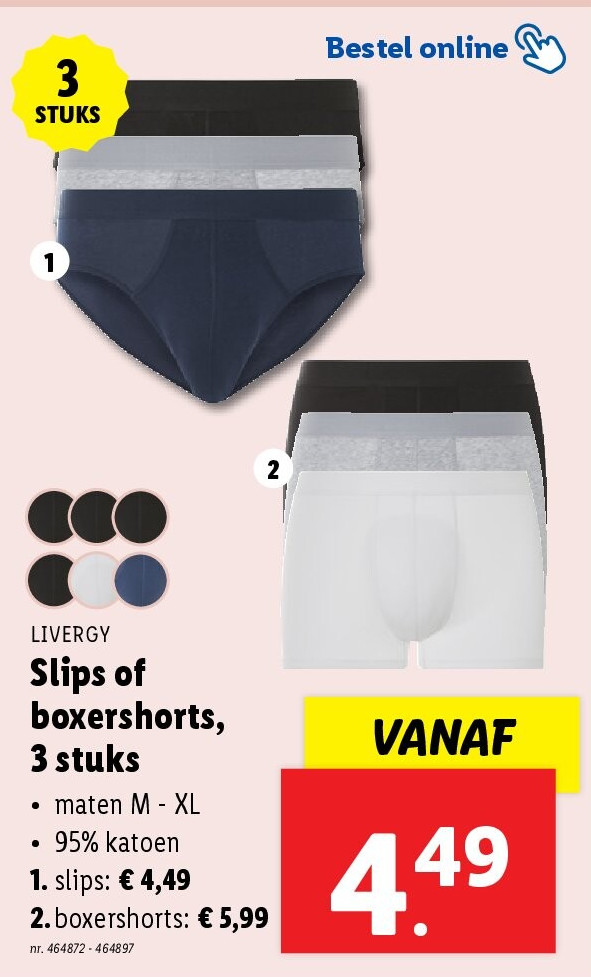 Slips of boxershorts, 3 stuks