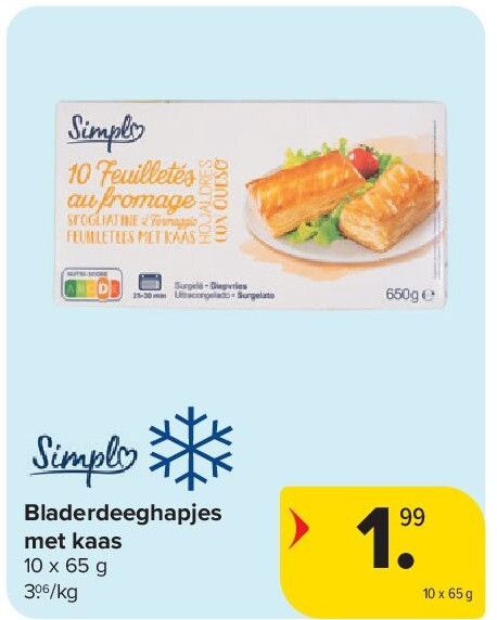 Bladerdeeghapjes met kaas