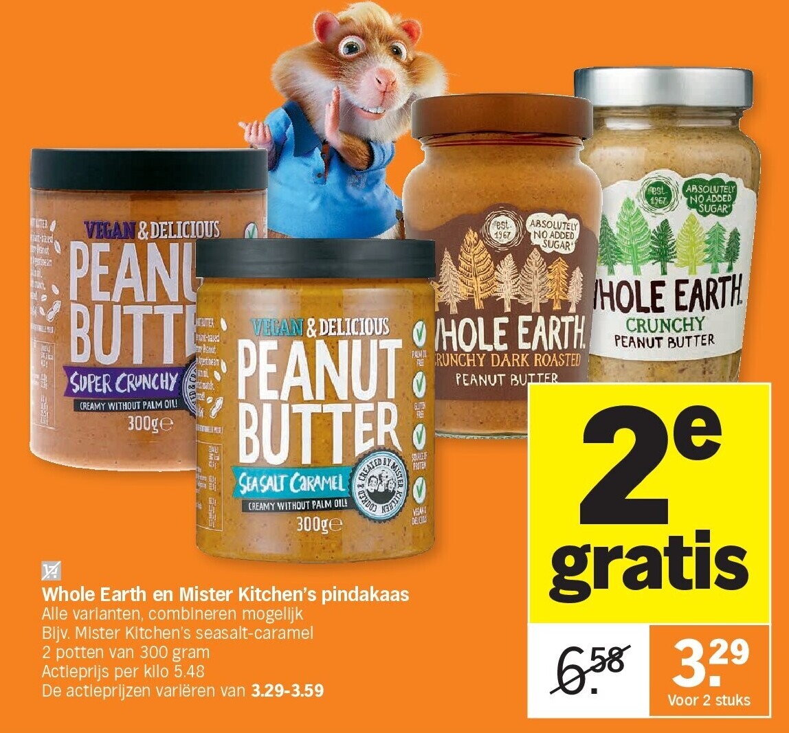 Whole Earth en Mister Kitchen's pindakaas