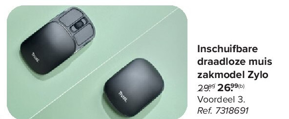 Inschuifbare draadloze muis zakmodel Zylo