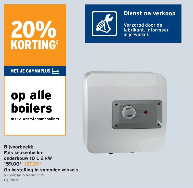 Fais keukenboiler onderbouw 10 L 2 kW