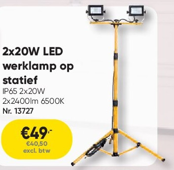 2x20W LED werklamp op statief
