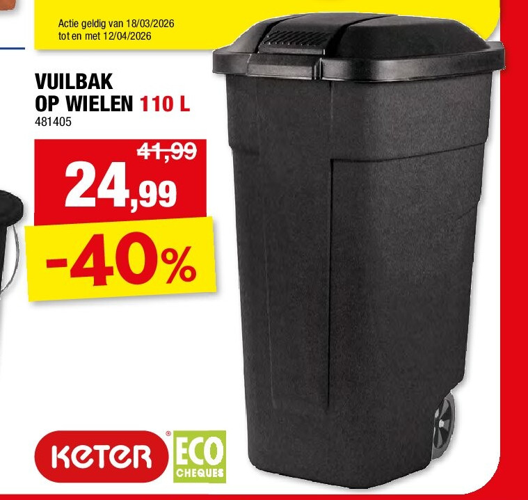 VUILBAK OP WIELEN 110 L