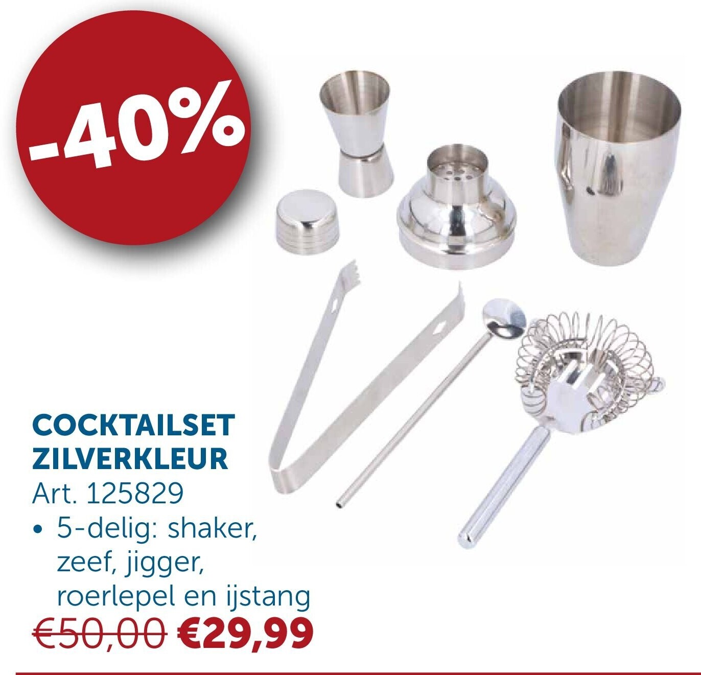 COCKTAILSET ZILVERKLEUR
