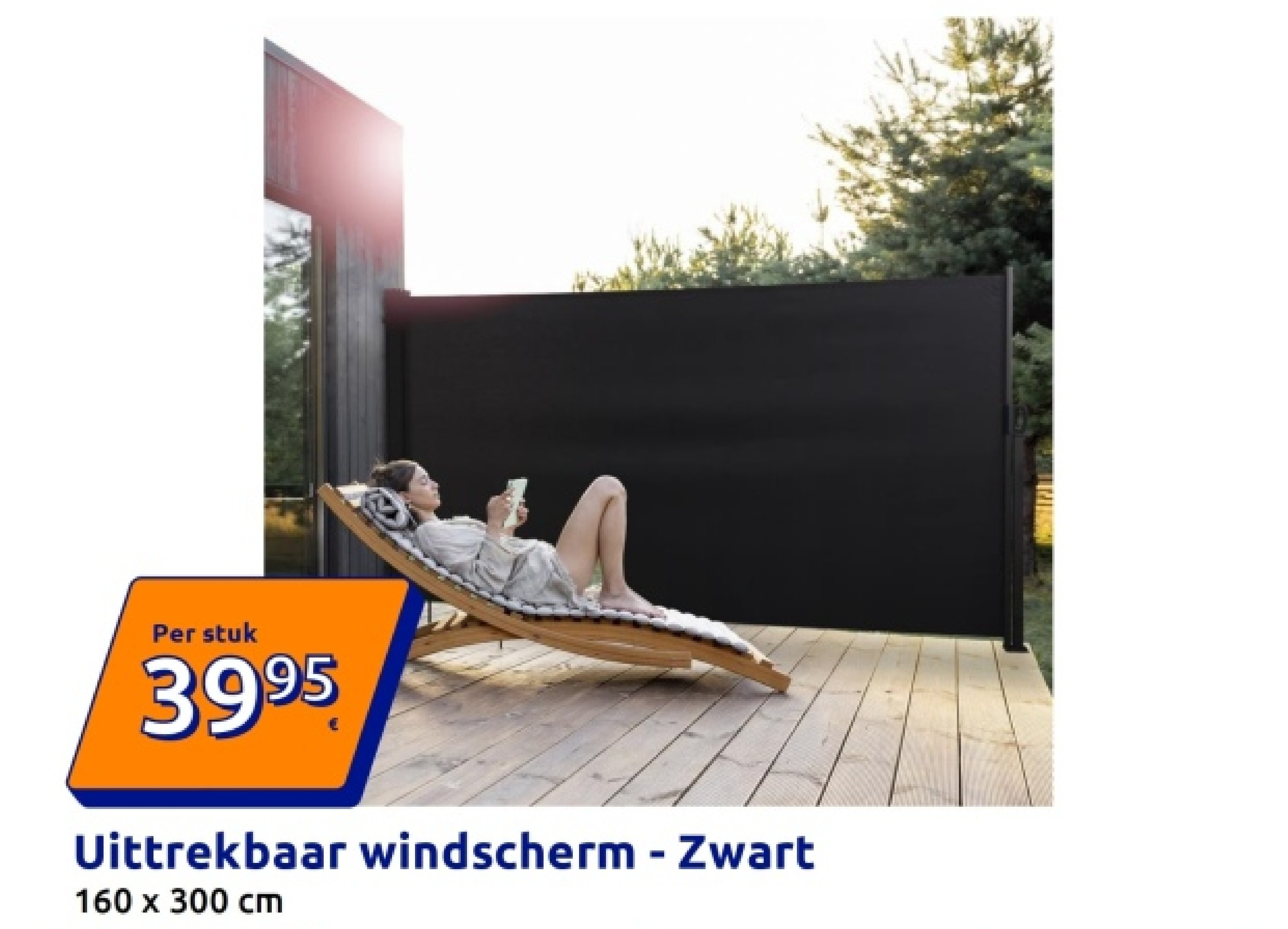 Uittrekbaar windscherm - Zwart