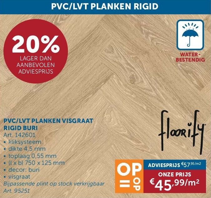 PVC/LVT PLANKEN VISGRAAT RIGID BURI