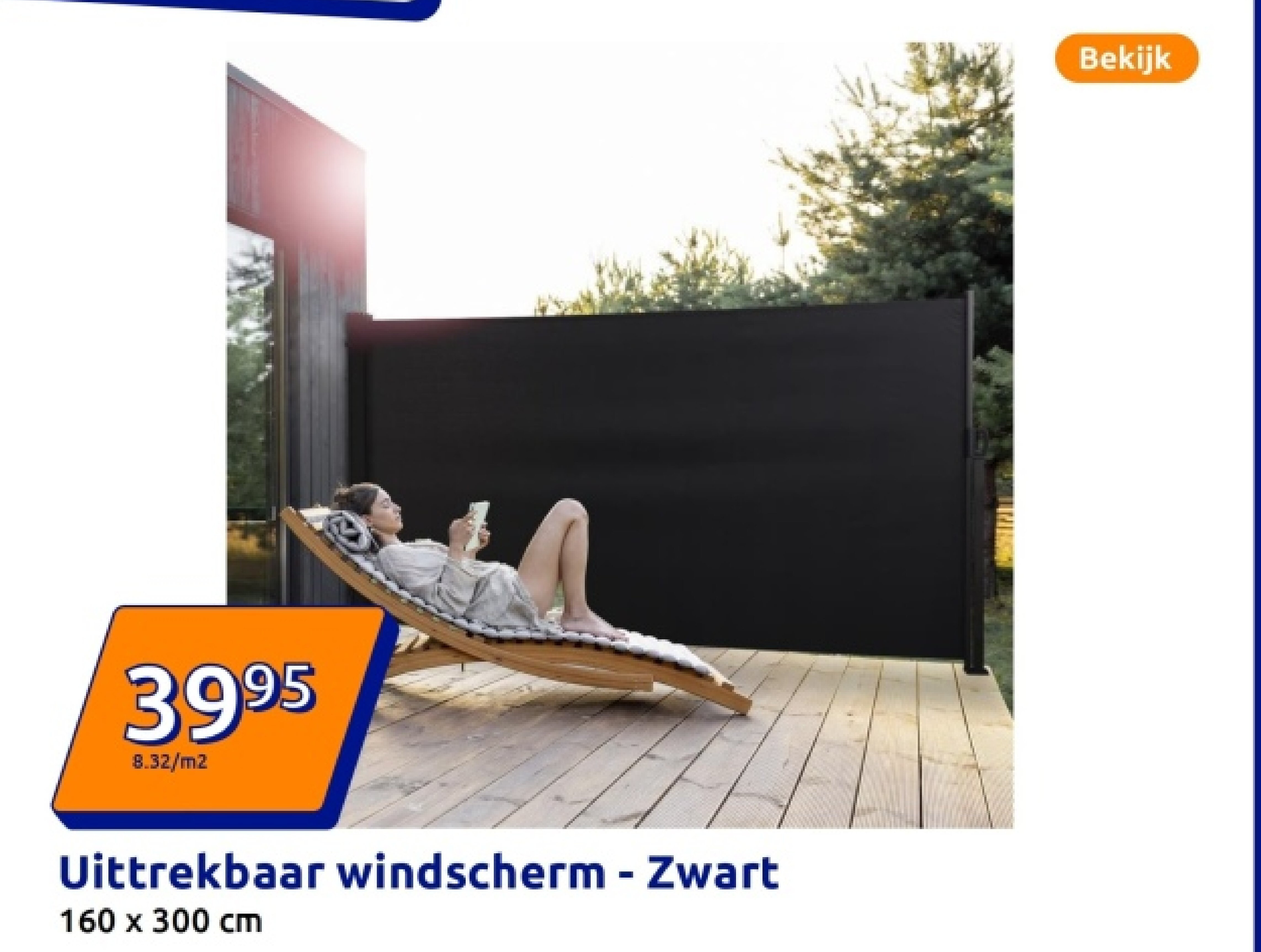 Uittrekbaar windscherm - Zwart