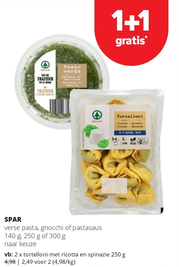 SPAR tortelloni met ricotta en spinazie 250 g