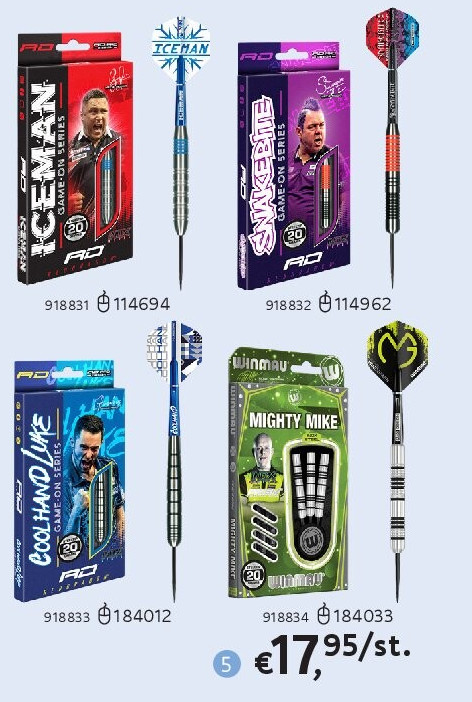 DARTPIJL RED DRAGON STEELDARTS 20 GR GERWYN PRICE ‘ICEMAN’,• PETER WRIGHT ‘SNAKEBITE’,• LUKE HUMPHRIES,WINMAU MIGHTY MIKE MICHAEL VAN GERWEN