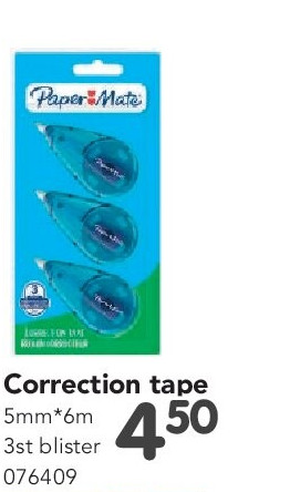 Correction tape 5mm*6m 3st blister 076409