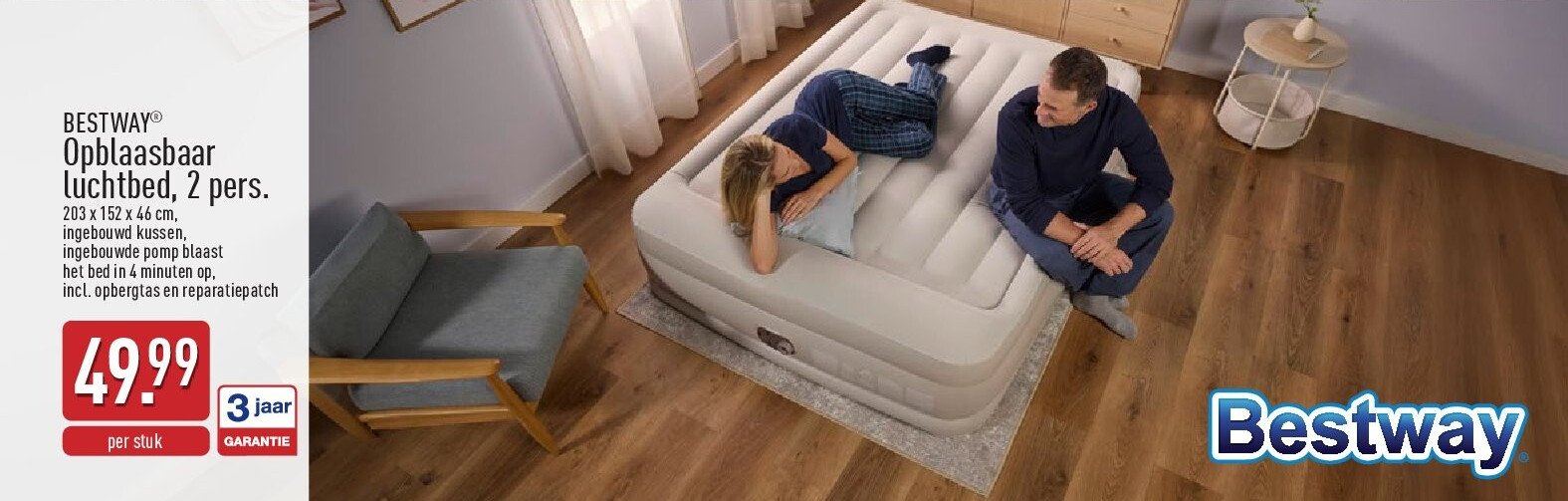 Opblaasbaar luchtbed, 2pers.