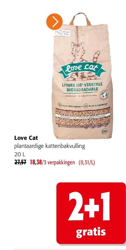 Love Cat plantaardige kattenbakvulling 20 L