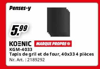 KGM-4033 Tapis de gril et de four, 40x33 4 pièces
