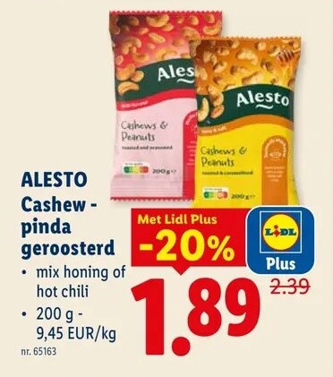 Cashewpinda geroosterd