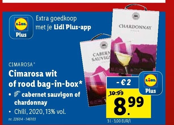 Cimarosa wit of rood bag-in-box