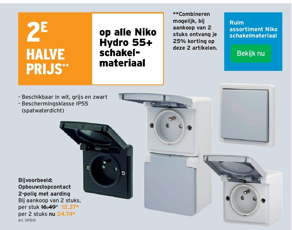 Opbouwstopcontact 2-polig met aarding