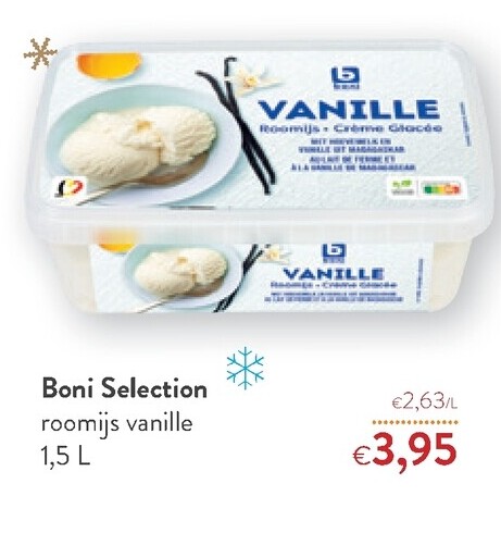 Boni Selection roomijs vanille 1,5 L