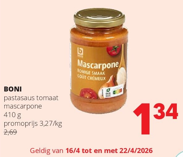 BONI pastasaus tomaat mascarpone 410 g