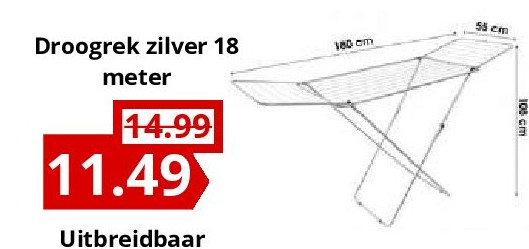 Droogrek zilver 18 meter