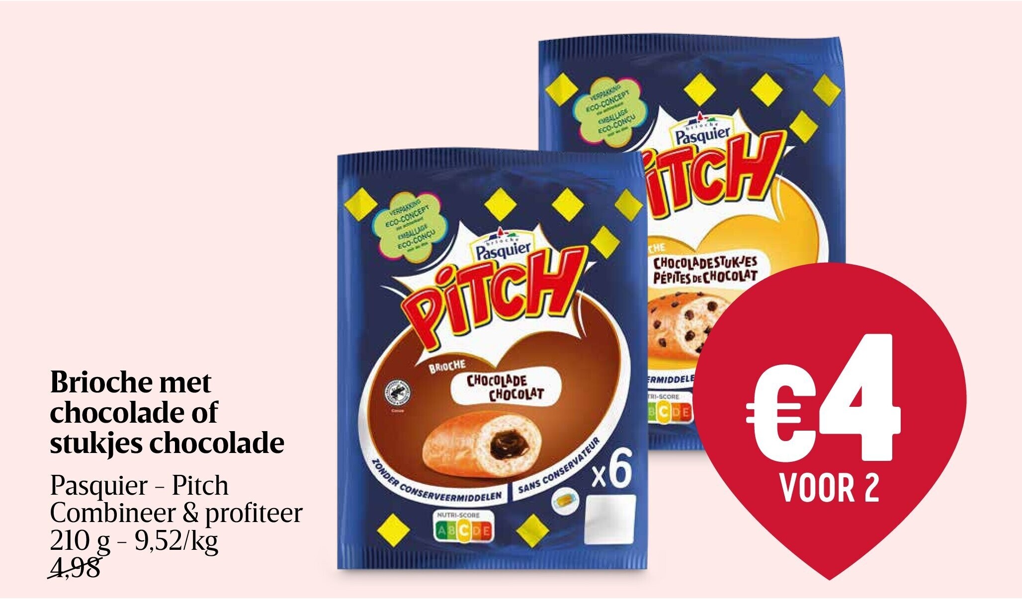 Brioche met chocolade of stukjes chocolade