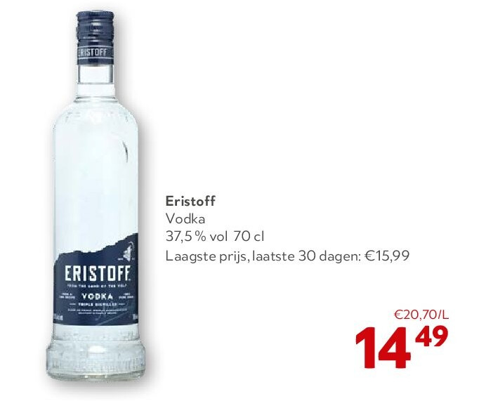 Eristoff Vodka 37,5 % vol 70 cl