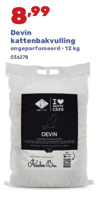 Devin kattenbakvulling ongeparfumeerd • 12 kg