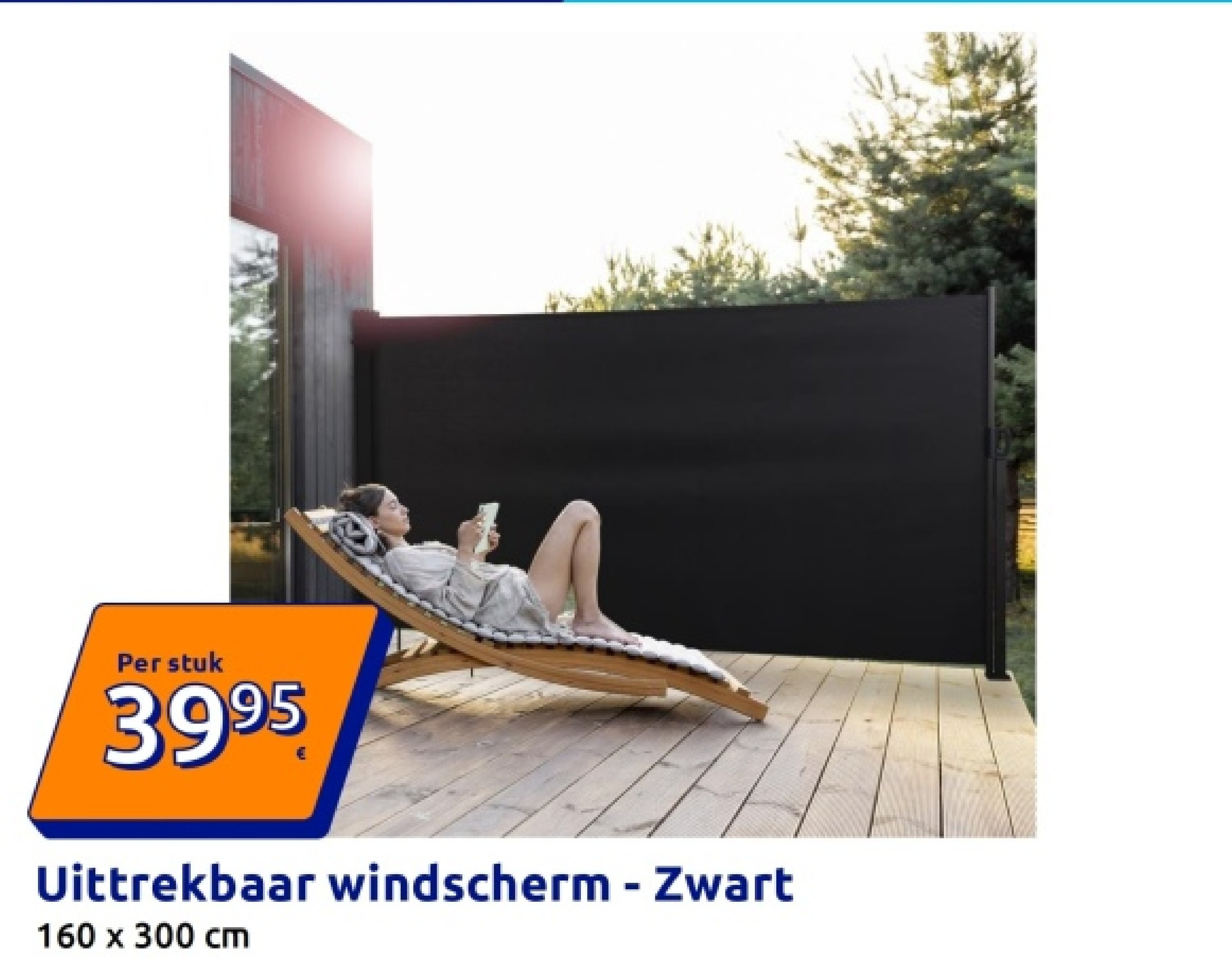 Uittrekbaar windscherm - Zwart