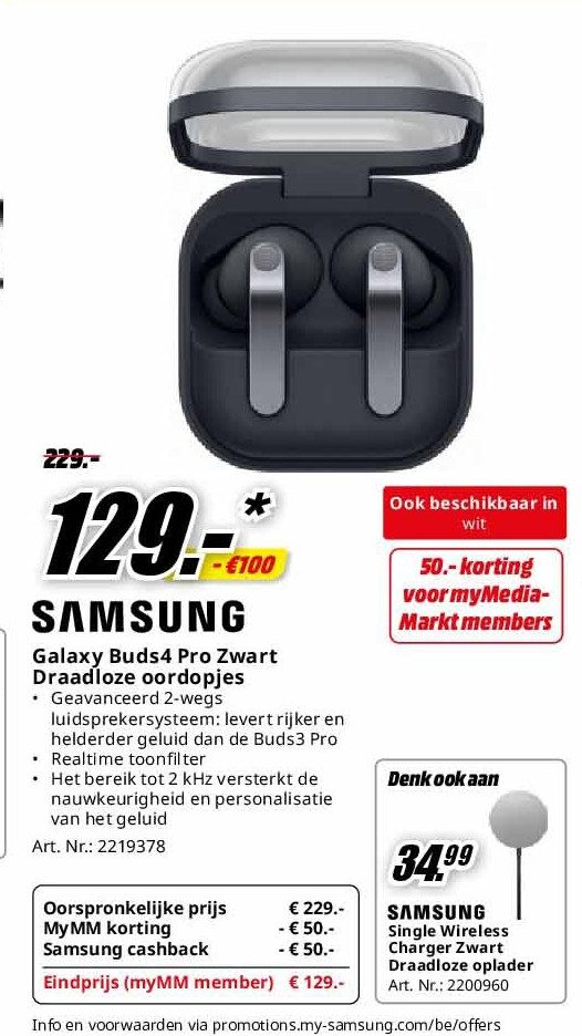 Galaxy Buds4 Pro Zwart Draadloze oordopjes