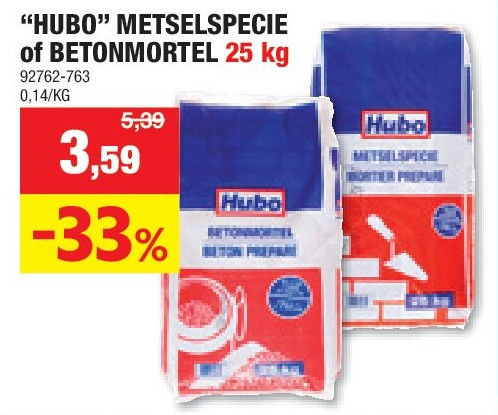 “HUBO” METSELSPECIE of BETONMORTEL 25 kg