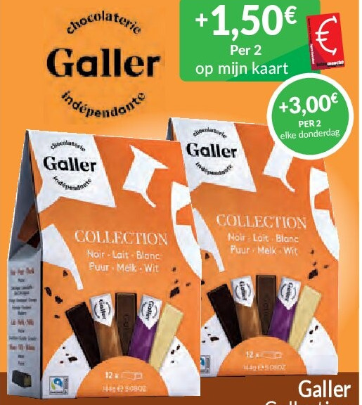 Galler Collection minirepenen - 12 stuks, melk, pure of witte chocolade - 144 g
