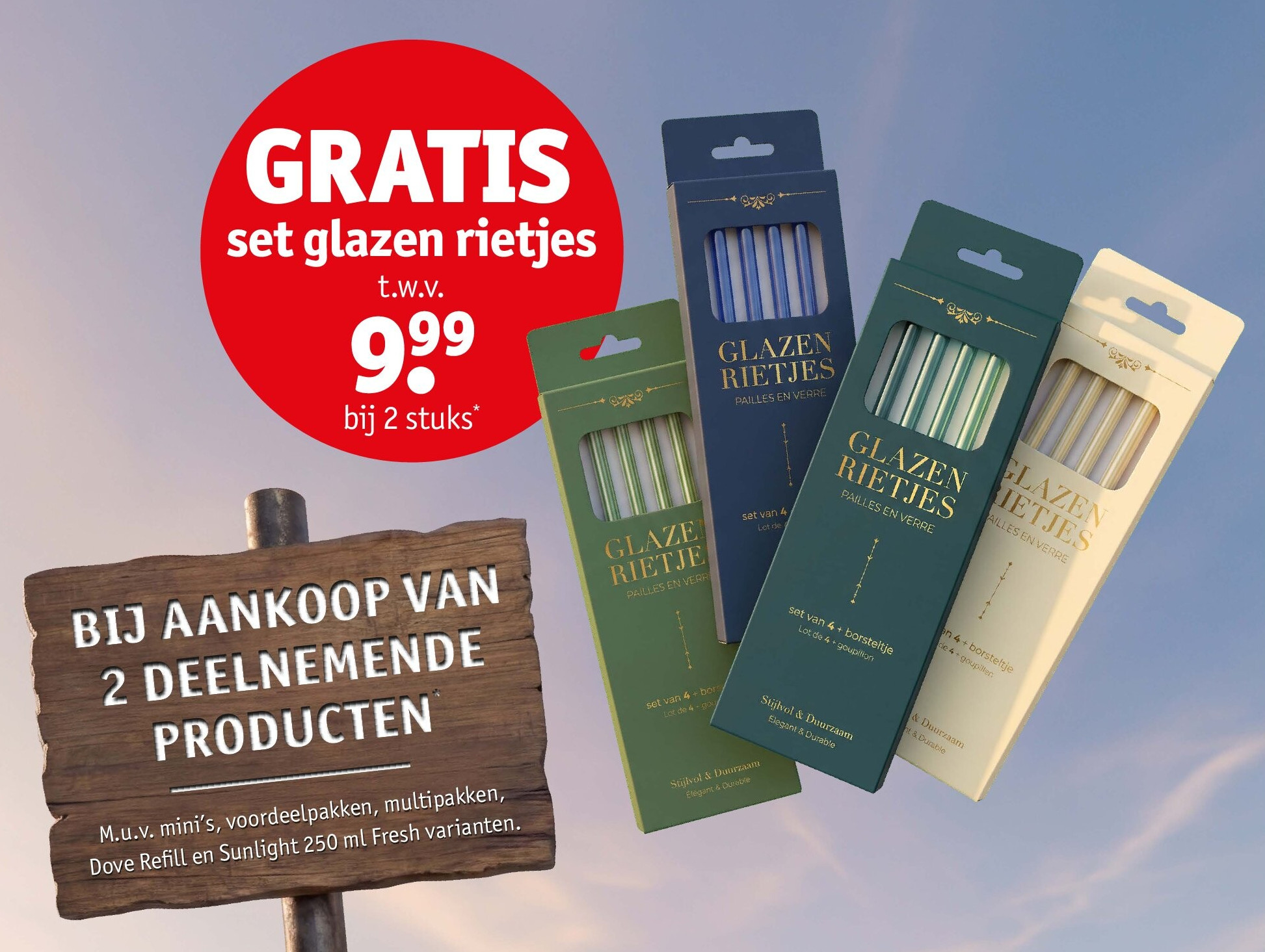 set glazen rietjes