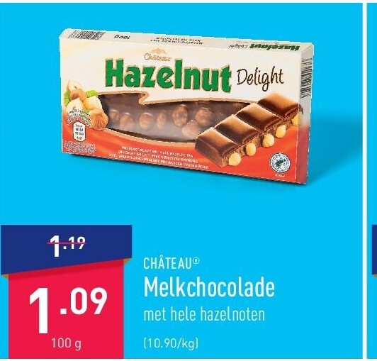 Melkchocolade met hele hazelnoten