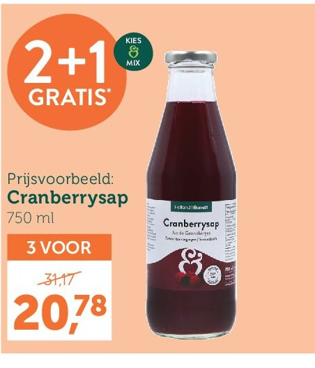 Prijsvoorbeeld: Cranberrysap 750 ml