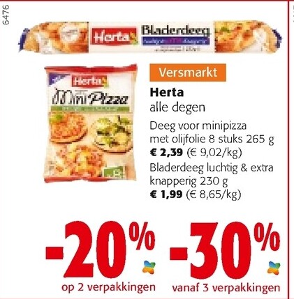 Herta Deeg voor minipizza met olijfolie 8 stuks 265 g