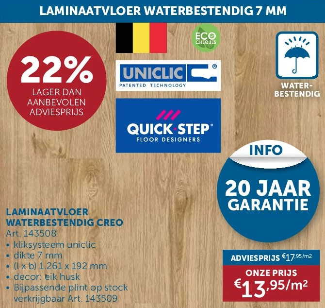 LAMINAATVLOER WATERBESTENDIG CREO