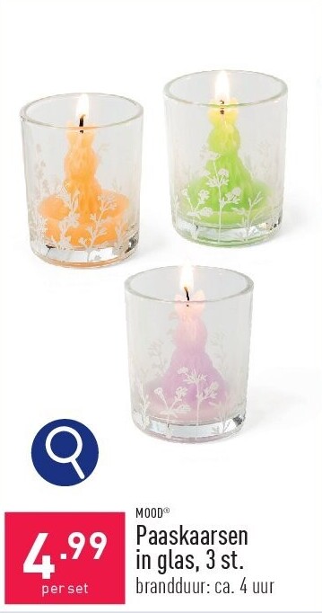 Paaskaarsen in glas, 3 st.