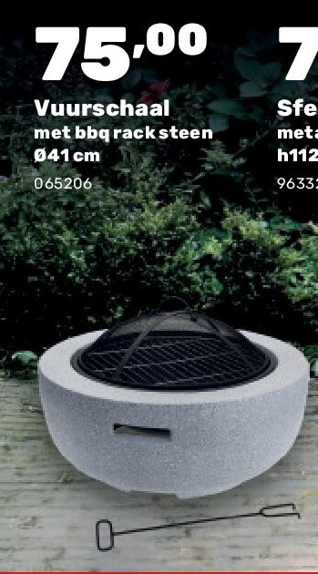Vuurschaal met bbq rack steen Ø41 cm