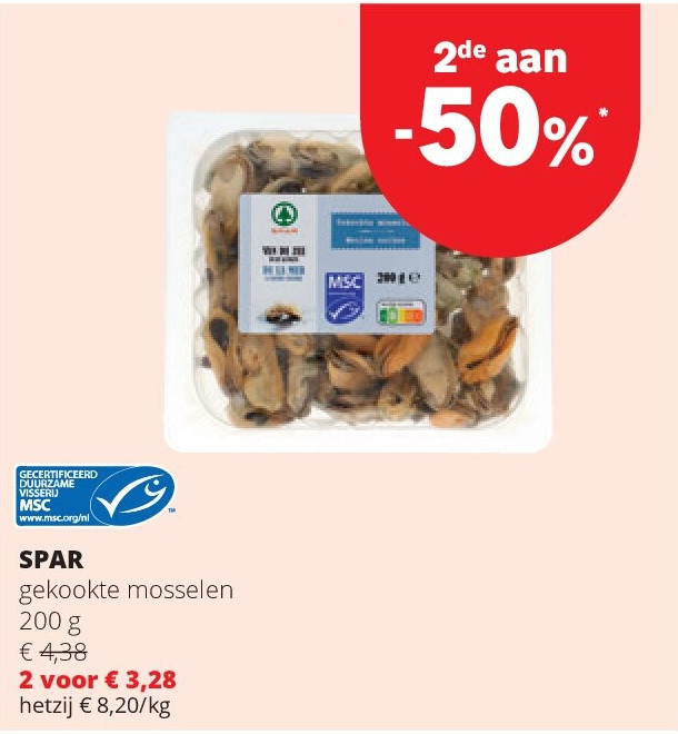 SPAR gekookte mosselen 200 g