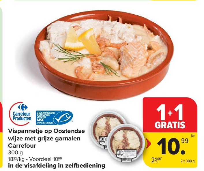 Vispannetje op Oostendse wijze met grijze garnalen Carrefour