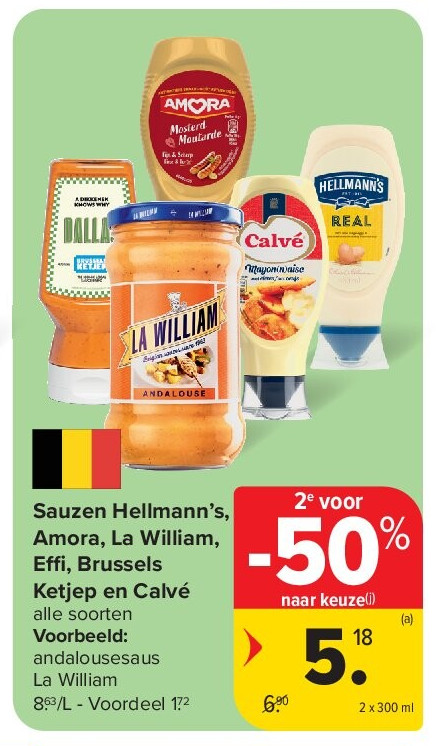 Sauzen Hellmann’s, Amora, La William, Effi , Brussels Ketjep en Calvé