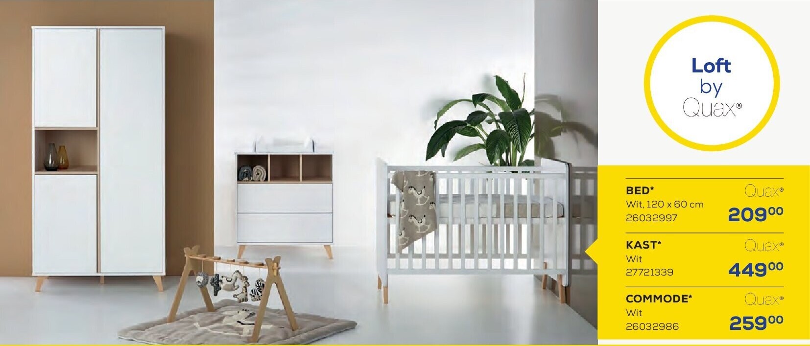 BED Wit, 120 x 60 cm