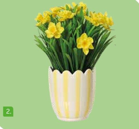 Narcisses dans un pot rayé