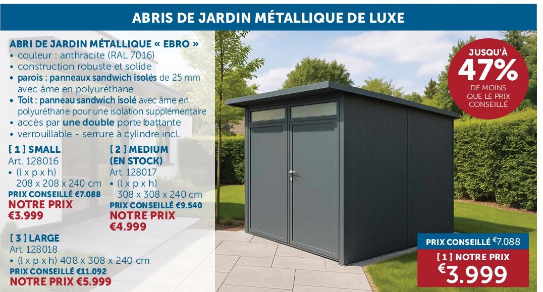 ABRI DE JARDIN MÉTALLIQUE « EBRO » [ 1 ] SMALL