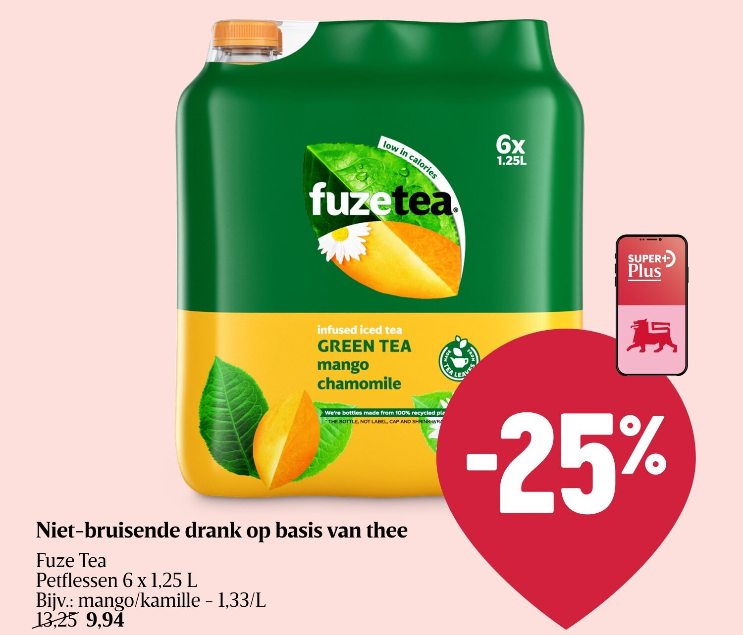 Niet-bruisende drank op basis van thee